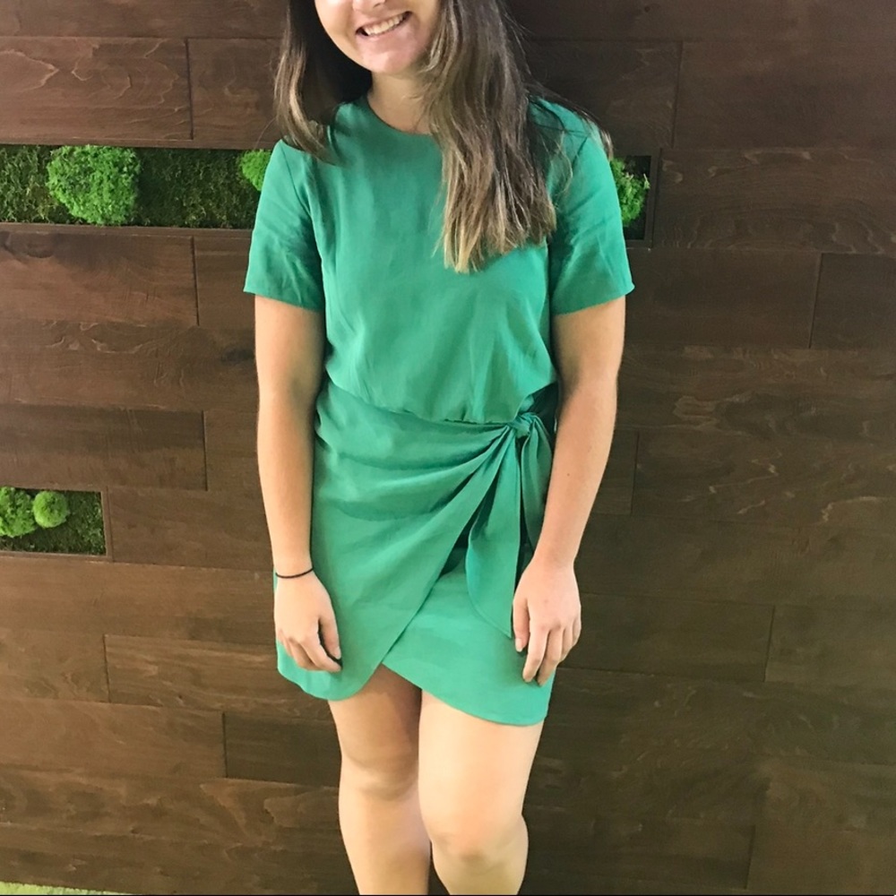 & other stories green wrap dress